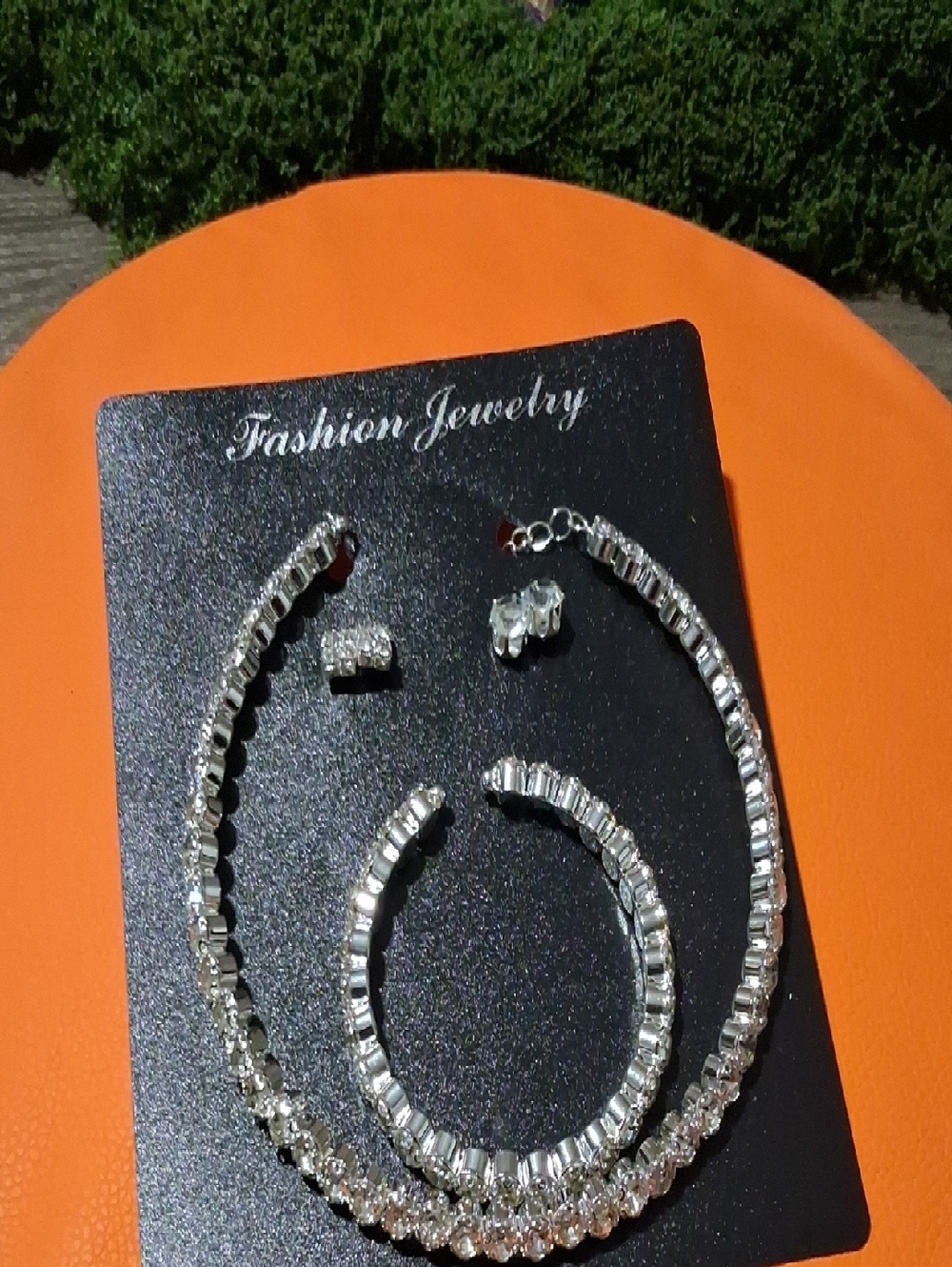 Fashion Jewelry Silver-Tone Crystal Necklace, Bracelet & Earrings Set